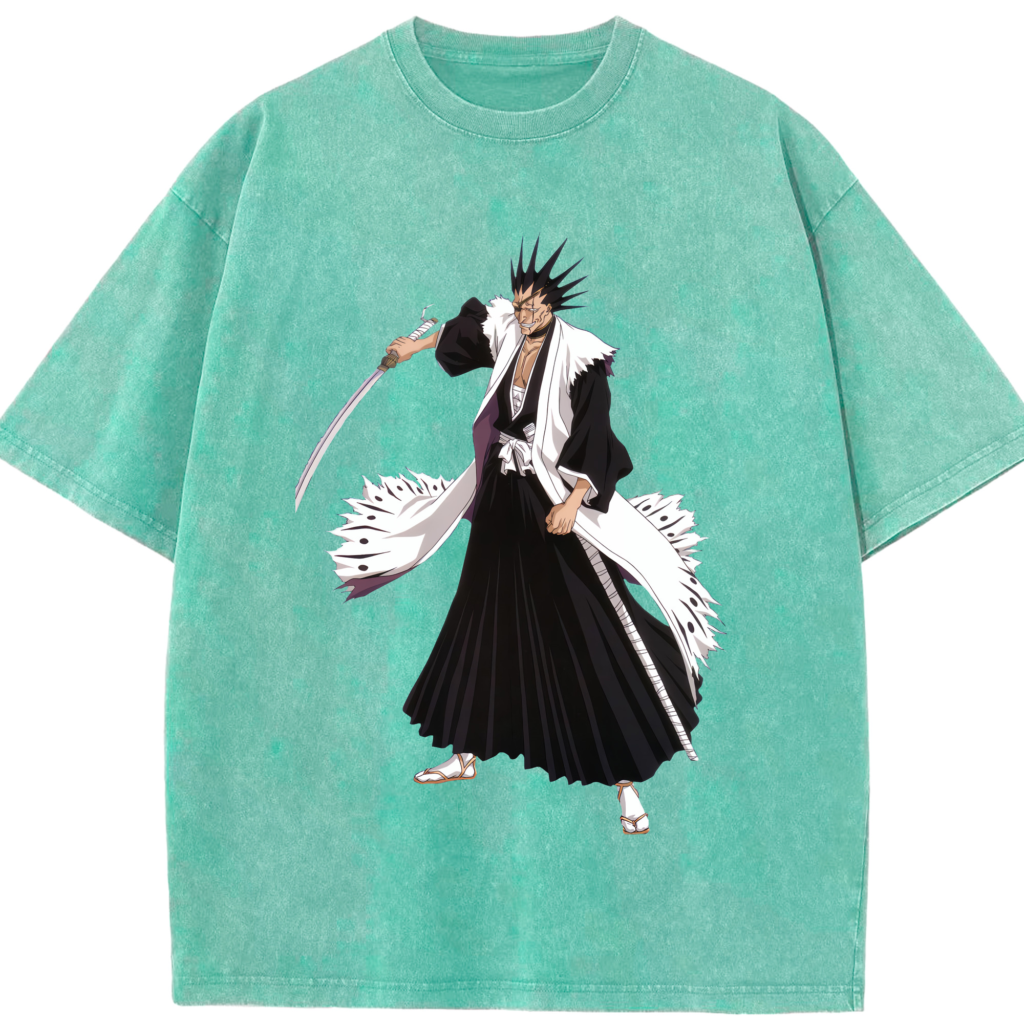 （画像用） ブリーチ ざらき けんぱち BLEACH Zaraki Kenpachi 綿100% ヴィンテージ風 半袖Tシャツ（フロントプリント）